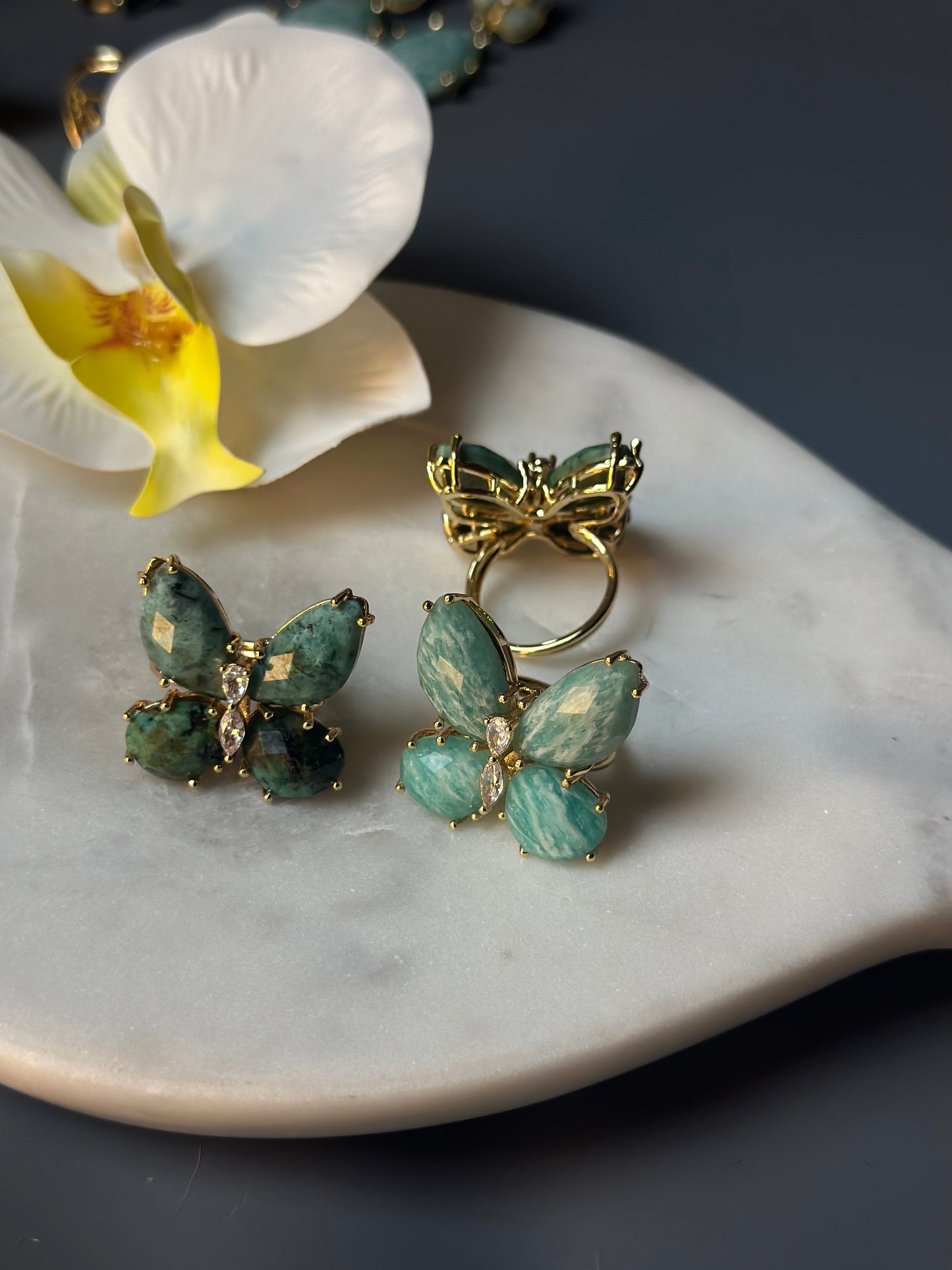 Lucky Jade Butterly Ring - 24K Solid GP