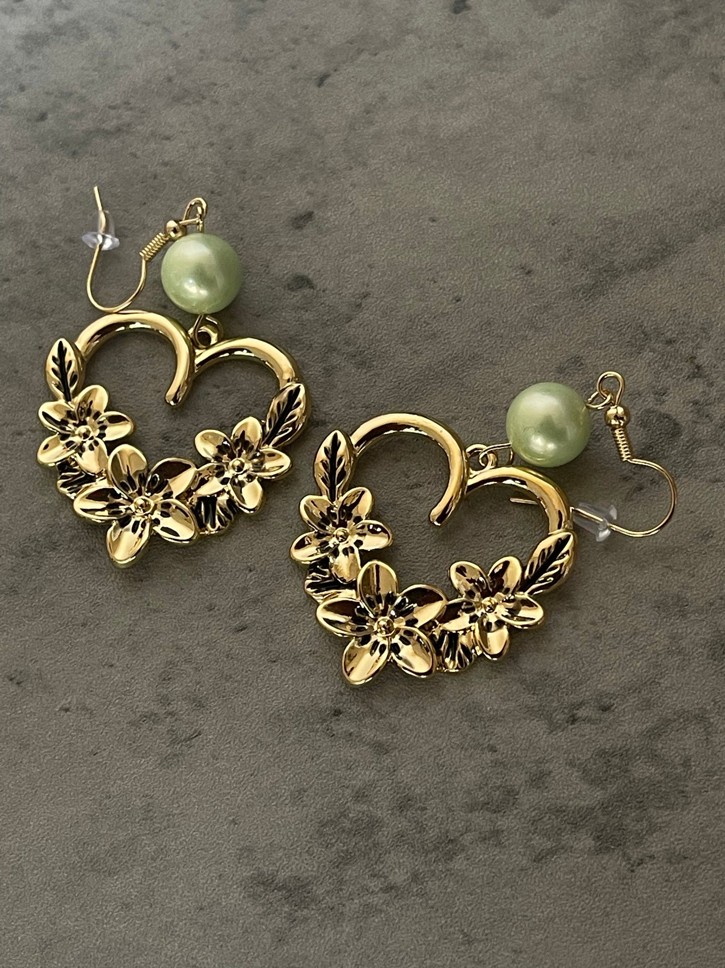 Floral heart earrings
