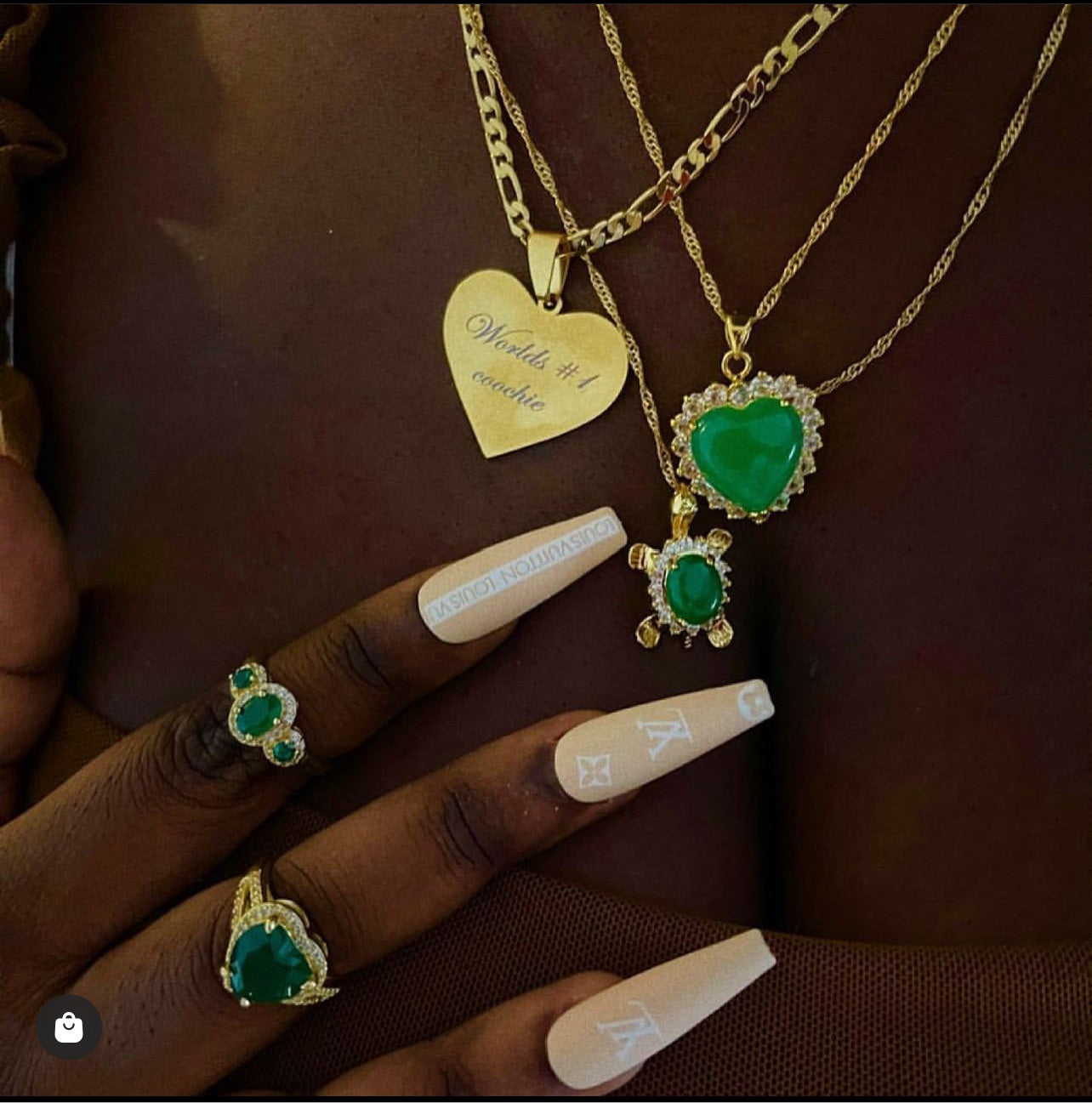 Diamanté Jade heart